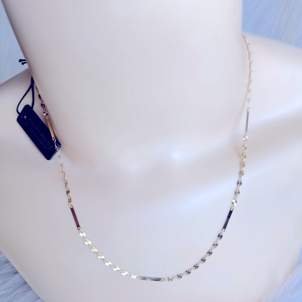 14K Gold Stamped Necklace/ Golden Clef/ Made in Italy